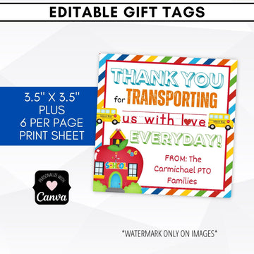 Bus driver appreciation tags